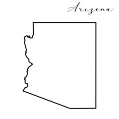 Vector high quality map of the American state of Arizona simple hand made line drawing map - obrazy, fototapety, plakaty