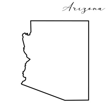Vector high quality map of the American state of Arizona simple hand made line drawing map