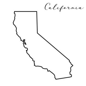 Vector high quality map of the American state of California simple hand made line drawing map