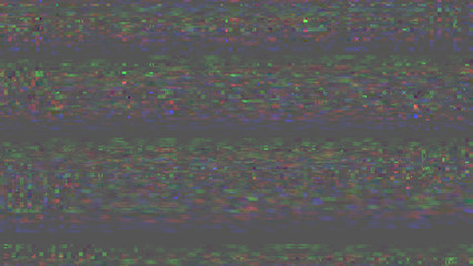 Horizontal distortion of broken video image on black background, VHS effect, glitch digital color pixel noise. Stock abstract pixel background glitch texture. Color digital noise, VHS corrupted signal