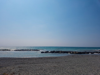 City of Nice on the French Riviera looking along the beach.