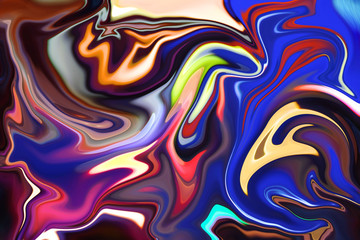 Abstract color background in impressionism style of multicolored liquid colors. Liquid marble texture, waves Swirl pattern . Modern design. Psychedelic wallpaper or for web .