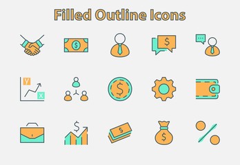 Set of Business vector line icons. It contains symbols of a handshake, a user, dollar pictograms, gears, a briefcase, a bag of money, a schedule and much more. Editable Stroke. 32x32 pixels.