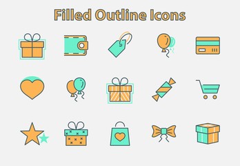 Set of gifts, vector line icons. Contains symbols gift cards, ribbons and more. Editable Stroke. 32x32 pixel.