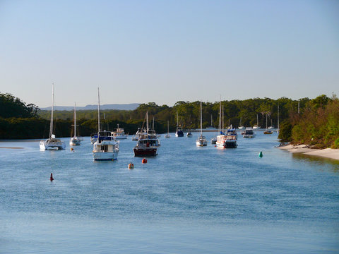 Boats moored at Huskisson on the South Coast of New South Wales