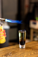 Alcoholic cocktail with real fire.