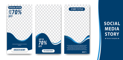 Editable creative instagram social media story vector template for finance, trust business or promotion purpose with blue white color. - obrazy, fototapety, plakaty