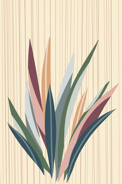 Iluustration with leaves and plants. Hand drawn seamless illustration with abstract leaves. Minimalistic design for paper, pacaging, print, textile and other