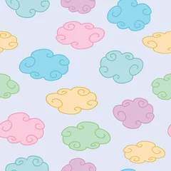 Fototapete Cute colorful pastel colored clouds seamless background © Elinnet
