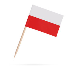 Miniature Flag Poland. Isolated toothpick flag from Poland on white background