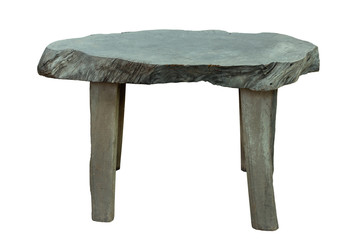 Tree Stump Chair Isolated on White with Clipping Path