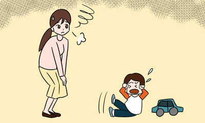 育児ストレス／女性／イラスト