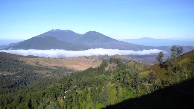 view of vulcanic mountains in indonesia java