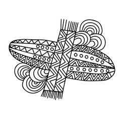 Coloring book page. Ethnic style. Creative abstraction. Decorative hand drawn element. Vector EPS 10.
