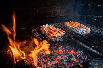 grilled salmon steak, party season