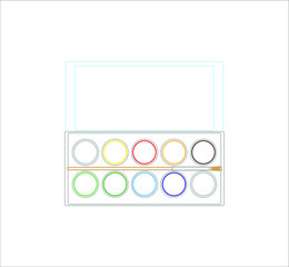 case of watercolors and brush. Illustrator for web and mobile design.