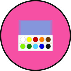 case of watercolors and brush. Illustrator for web and mobile design.