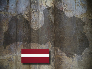 Map and flag of Latvia on a wooden background, 3D illustration