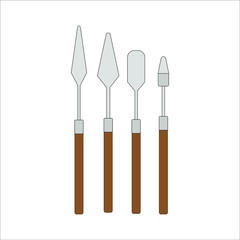 collection of brushes and spatulas to paint canvases. Illustrator for web and mobile design.