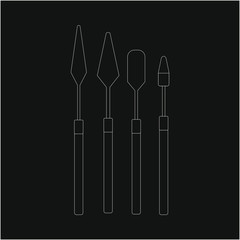 collection of brushes and spatulas to paint canvases. Illustrator for web and mobile design.
