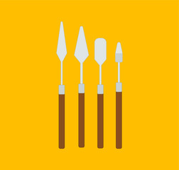 collection of brushes and spatulas to paint canvases. Illustrator for web and mobile design.
