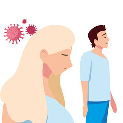 Man and woman feeling sick vector design