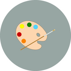 wooden palette with colored paints. Illustrator for web and mobile design.