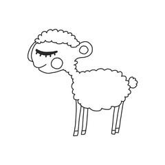 Black and white Sheep. Hand-drawn vector illustration in the Doodle style. Sheep icon isolated on a white background. You can use it as a sticker for social networks,poster element,t-shirt design.