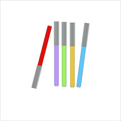 cans of colored felt-tip pens. Illustrator for web and mobile design.