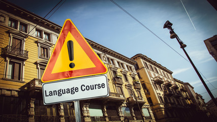 Street Sign to LANGUAGE COURSE