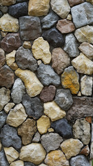The walls made of many small stones were arranged artistically. Suitable for use as background images.
