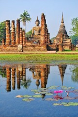 Mahathat Temple in the Sukhothai Historical Park, One of Thailand’s most impressive World Heritage sites. It is near the city of Sukhothai, THAILAND.