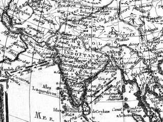アンティークの世界地図　インド