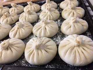 Hinkali dish of Georgian cuisine, cooking process at home