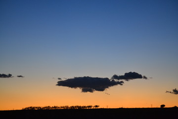 Sunset views with blue and orange sky