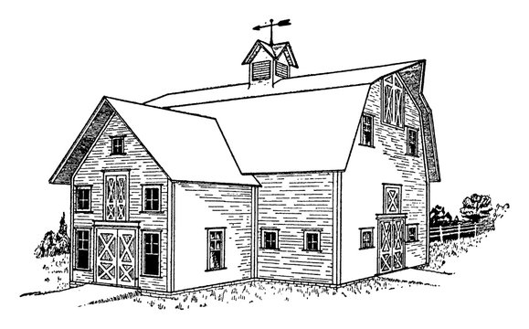 recommend clip art: Horse Barn, vintage illustration.