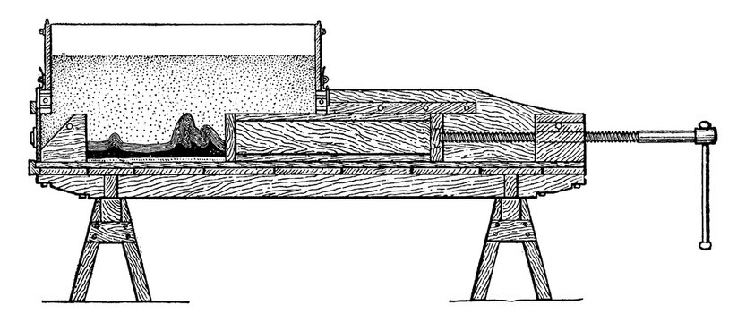Machine for Producing Folded Strata, vintage illustration.