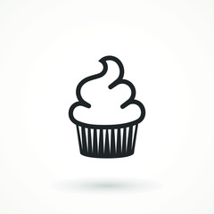 vanilla cream cupcake muffin icon illustration confectionery bakery pastry line icon sign logo on isolated background Sweet food symbol
