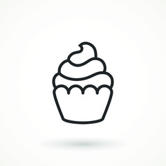 vanilla cream cupcake muffin icon illustration confectionery bakery pastry line icon sign logo on isolated background Sweet food symbol