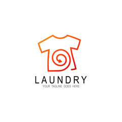 Laundry logo with a t-shirt image, Line logo design vector