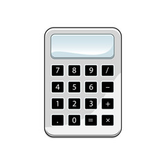 Modern flat style basic calculator. Gray blue color.