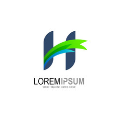 H logo , Letter H logo and ribbon design template