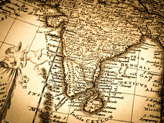 アンティークの世界地図　インド