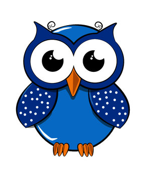 blue owl with dots