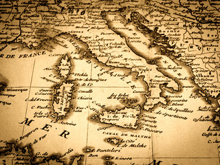 Fototapeta premium アンティークの世界地図 イタリア