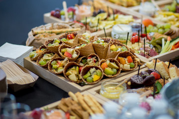 food and snacks on the buffet table