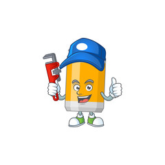 Beer can Cartoon drawing concept work as smart Plumber