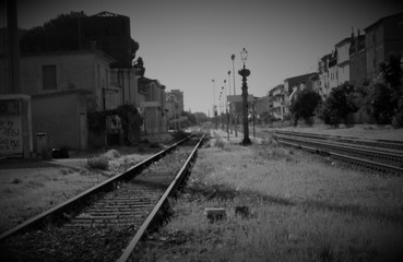 Naklejka premium railway in the morning