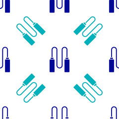 Blue Jump rope icon isolated seamless pattern on white background. Skipping rope. Sport equipment. Vector Illustration
