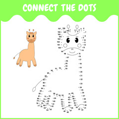 Educational game for kids. Connect the dots with cute animal. Flat cartoon vector illustration. Can be used as activity for preschool children.